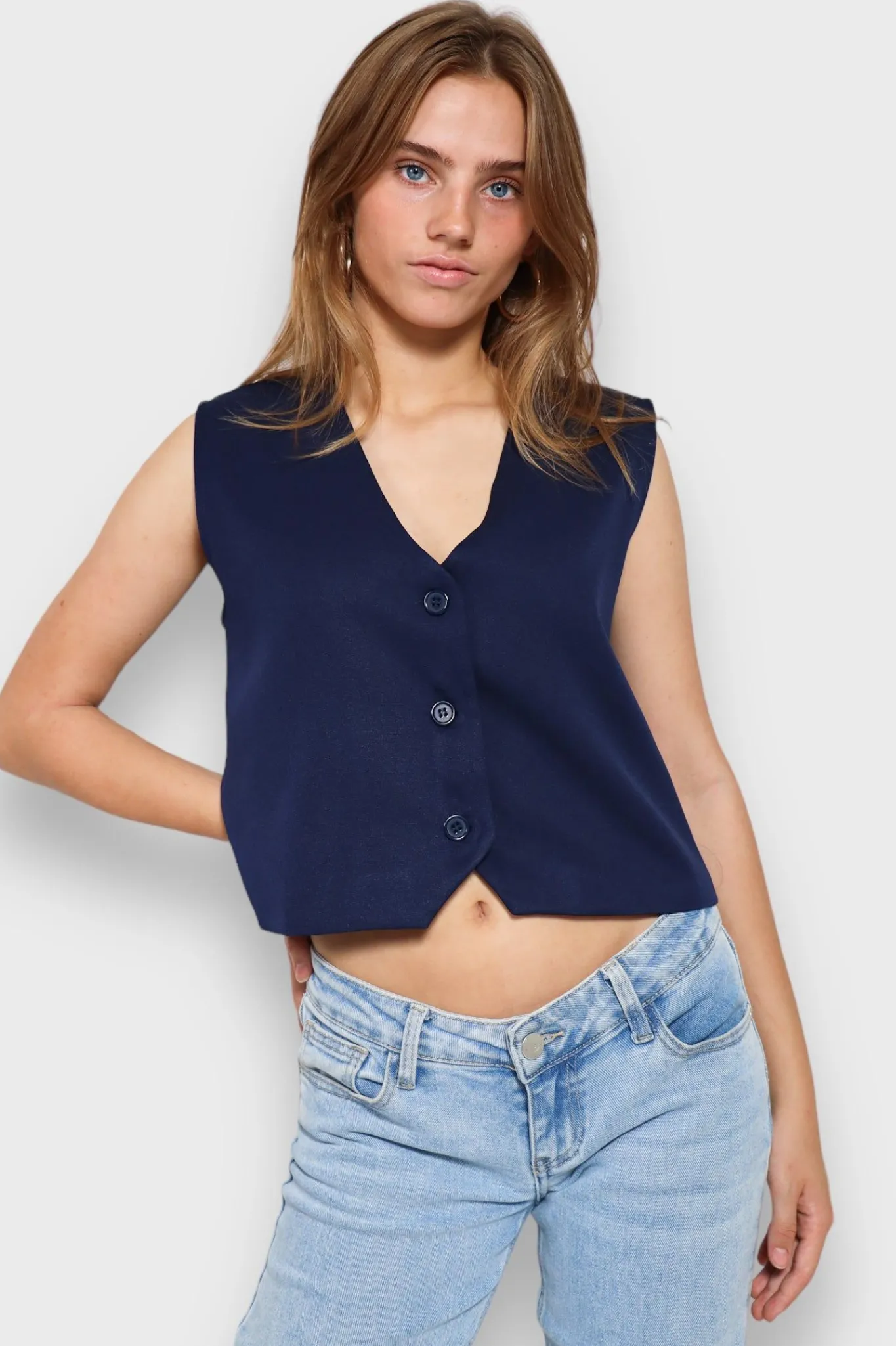 Meet Me There Tops|Charm Waistcoat Navy