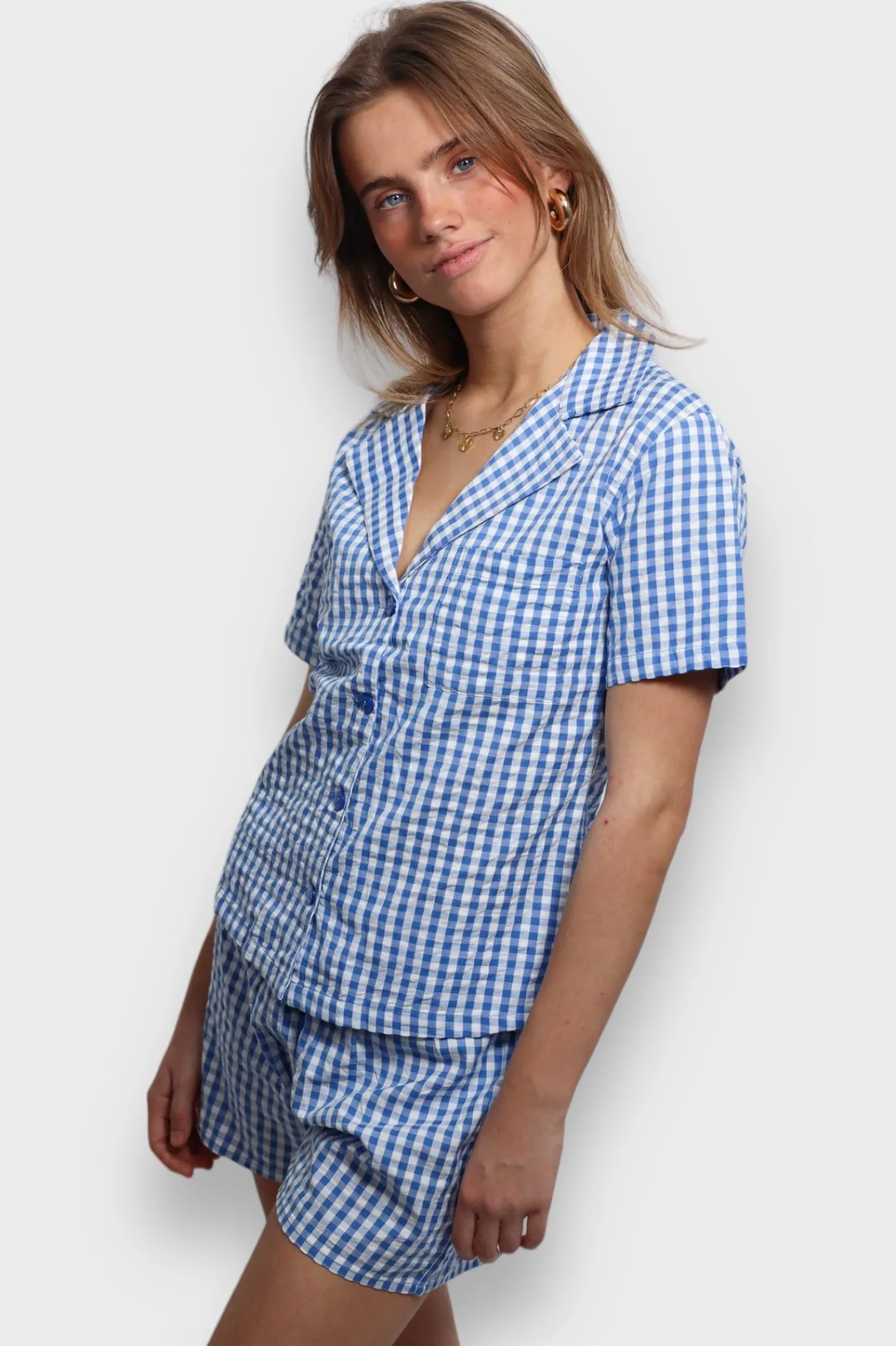 Meet Me There Loungewear|Check Pajamas Blue