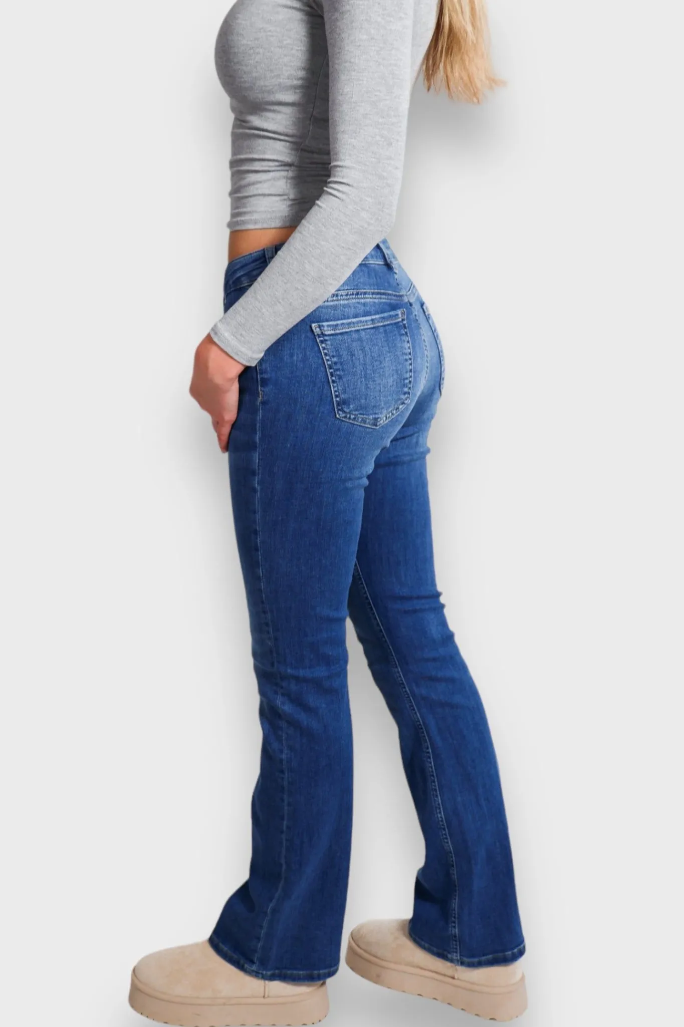 Meet Me There Trousers|Flared Low Waist Jeans Dark Blue