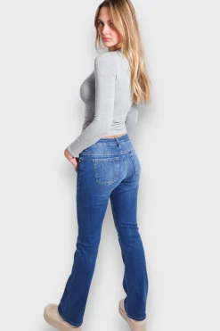 Meet Me There Trousers|Flared Low Waist Jeans Dark Blue
