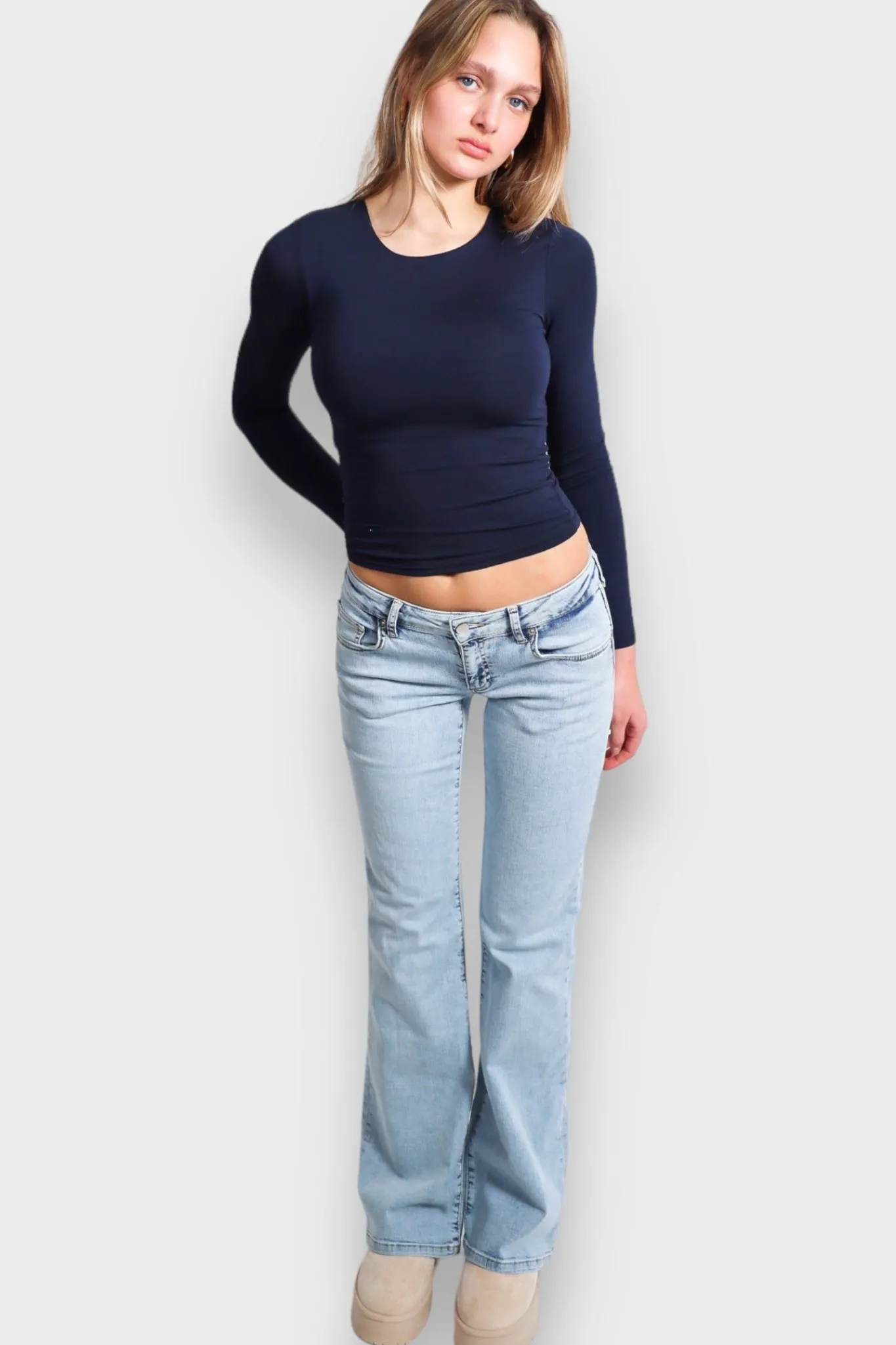 Meet Me There Trousers|Flared Low Waist Jeans Light Blue