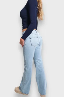 Meet Me There Trousers|Flared Low Waist Jeans Light Blue