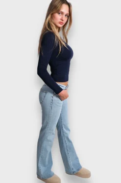 Meet Me There Trousers|Flared Low Waist Jeans Light Blue
