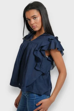 Meet Me There Tops|Flora Blouse Navy